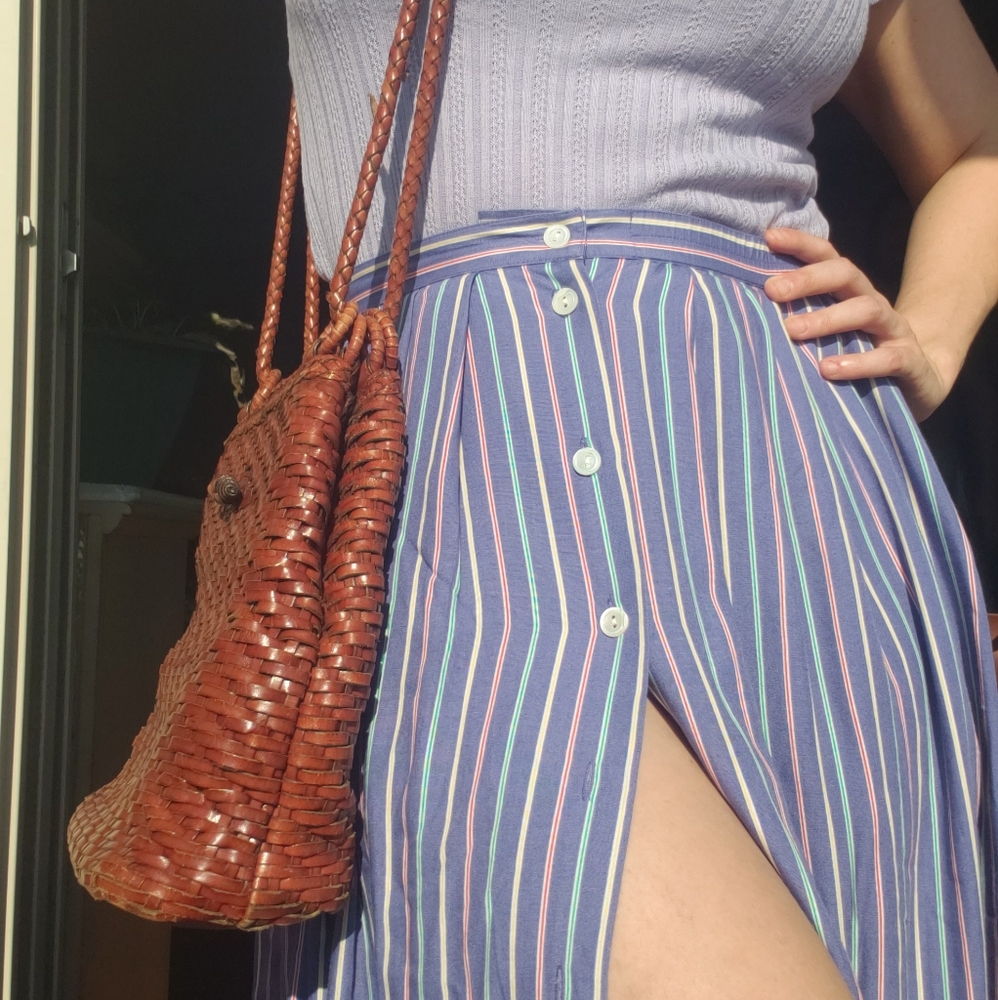 Vintage Leather Basket Weave Saddle Bag - Picture 8 of 9